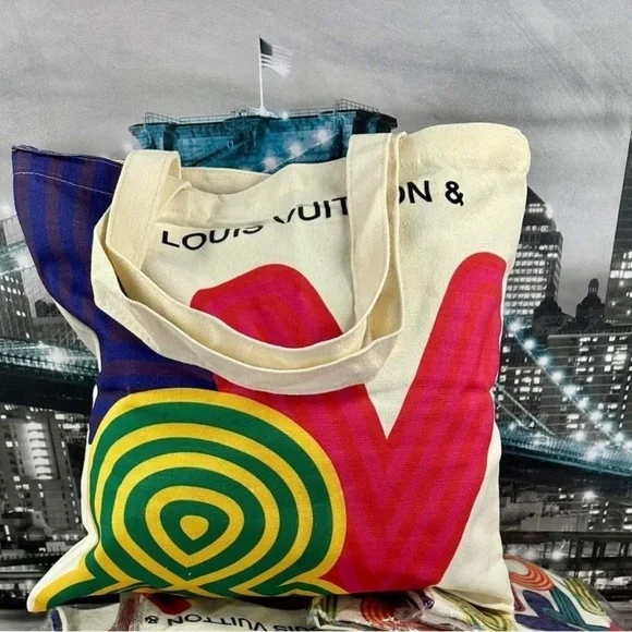 Louis Vuitton White and Blue Tote with Colorful Design - Picture 11 of 11